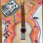 Gitaar tekening Bobbie Reviews: gitaarles 8 jarige met haar tekening kleur
